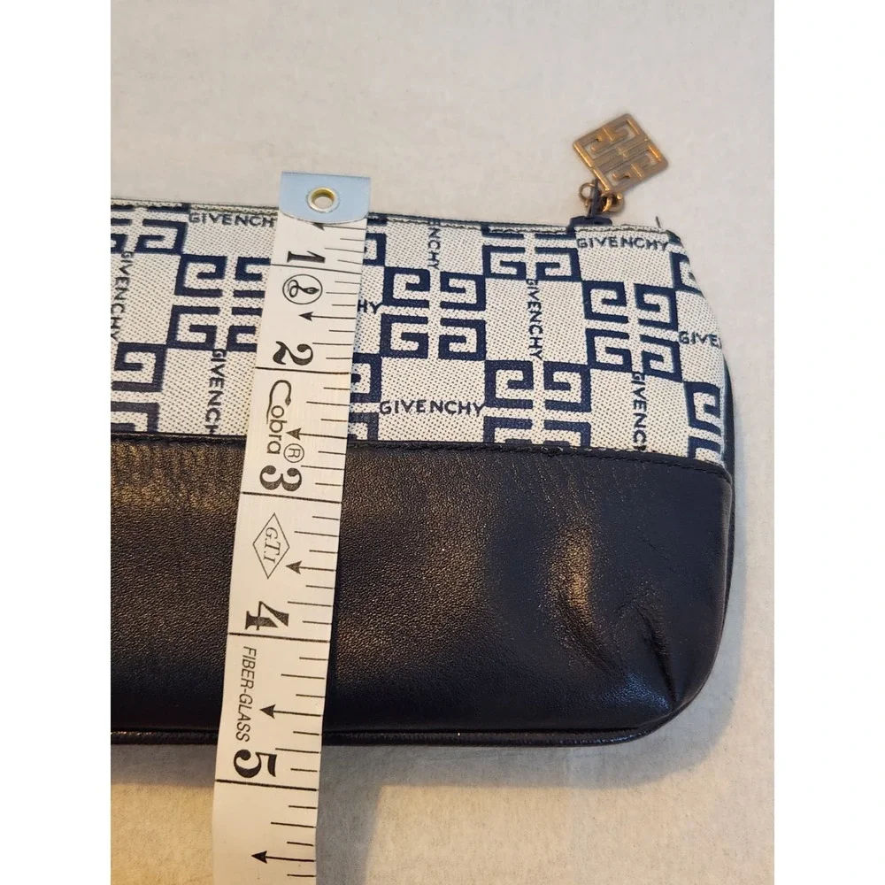 Givenchy vintage leather clutch bag Purse Makeup Cosmetic COA Authentic Blue